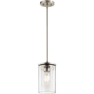 Kichler Crosby 10.75" Kitchen Mini Pendant in Brushed Nickel, 1-Light Contempora